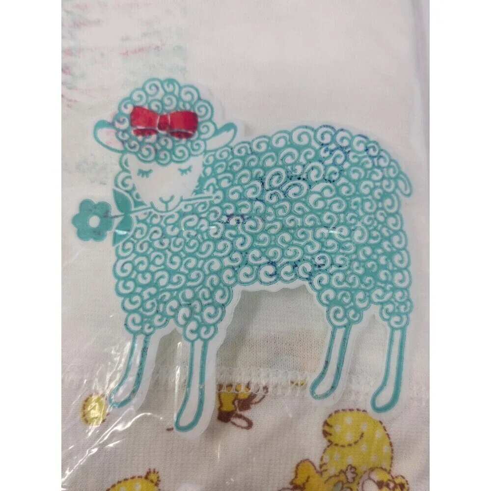 NOS VINTAGE CARTER'S CRIB TOP SHEET WHITE YELLOW CLOWNS BEARS  COTTON KNIT